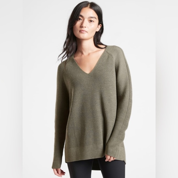 Athleta | Sweaters | Athleta Hanover Vneck Sweater Xs Mountain Olive  Heather | Poshmark